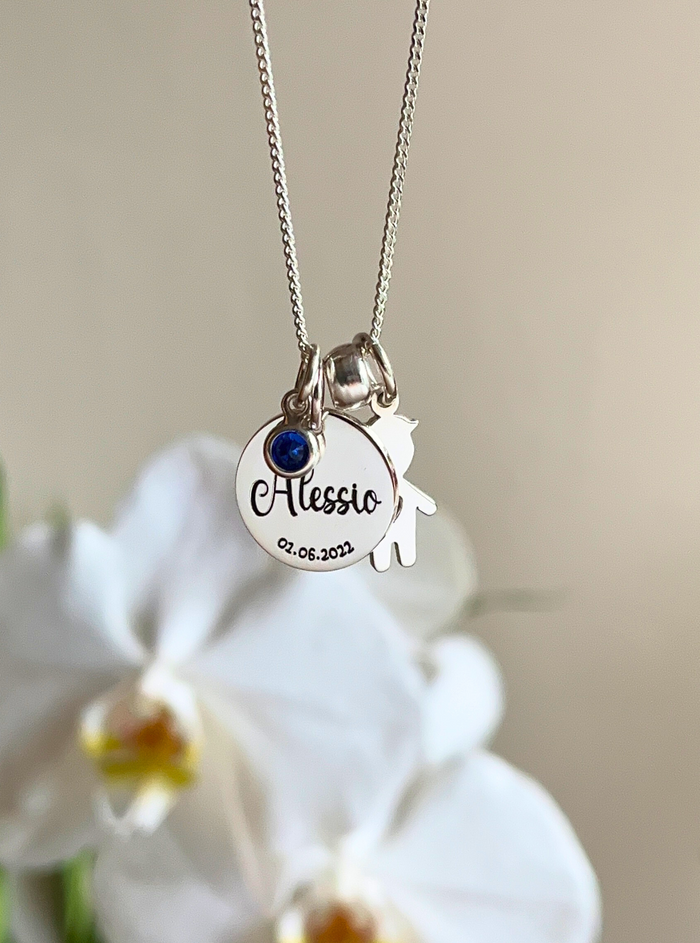 COLLAR PERSONALIZADO CATALINA PUNTO DE LUZ & BOLITA SEPARADORA SILVER