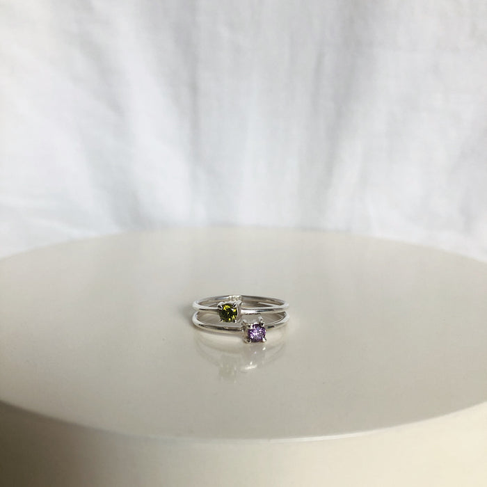 Anillo Doble Piedra Plata